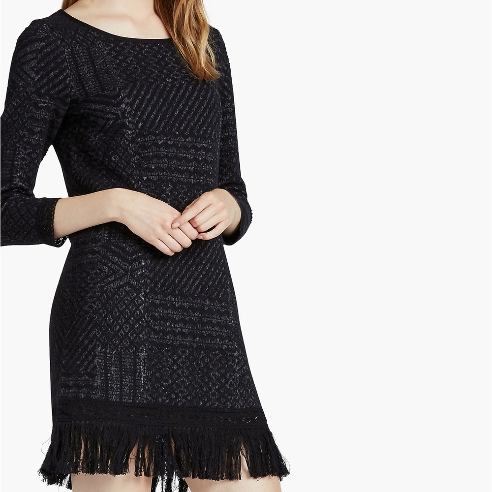 Lucky Brand Jacquard Fringe Sweater Dress